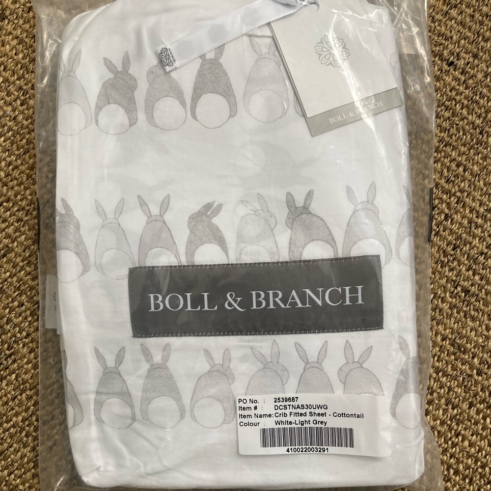 Boll and branch organic bunny crib sheet
